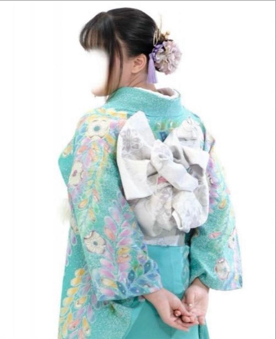 みどゴン草履バッグ、髪飾り無し■正絹振袖フルセット■成人式■振袖■