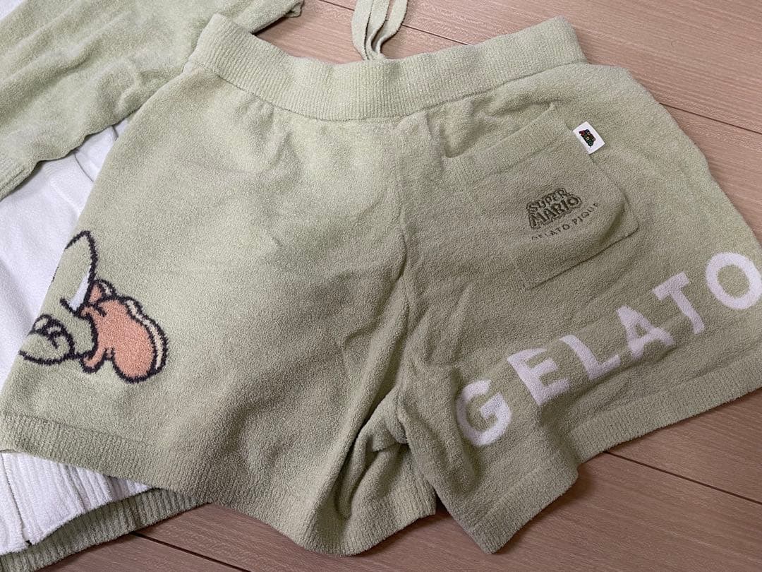 ゆずぽん◎ジェラートピケ　ヨッシー フード付きルームウェアセット