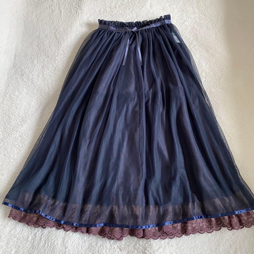 【美品】 フランシュリッペ　オーダーチュールスカート　レース　ペチコート　ロング
