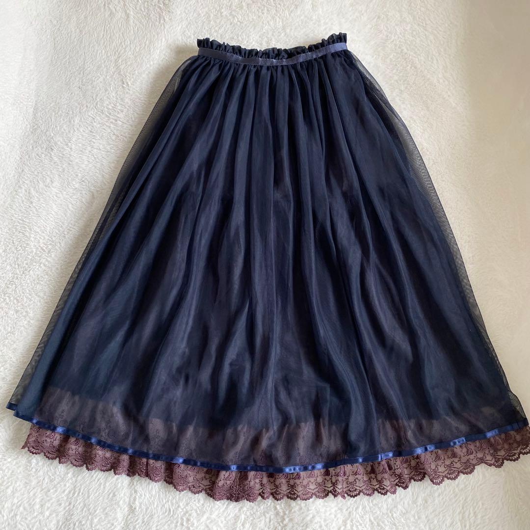 【美品】 フランシュリッペ　オーダーチュールスカート　レース　ペチコート　ロング