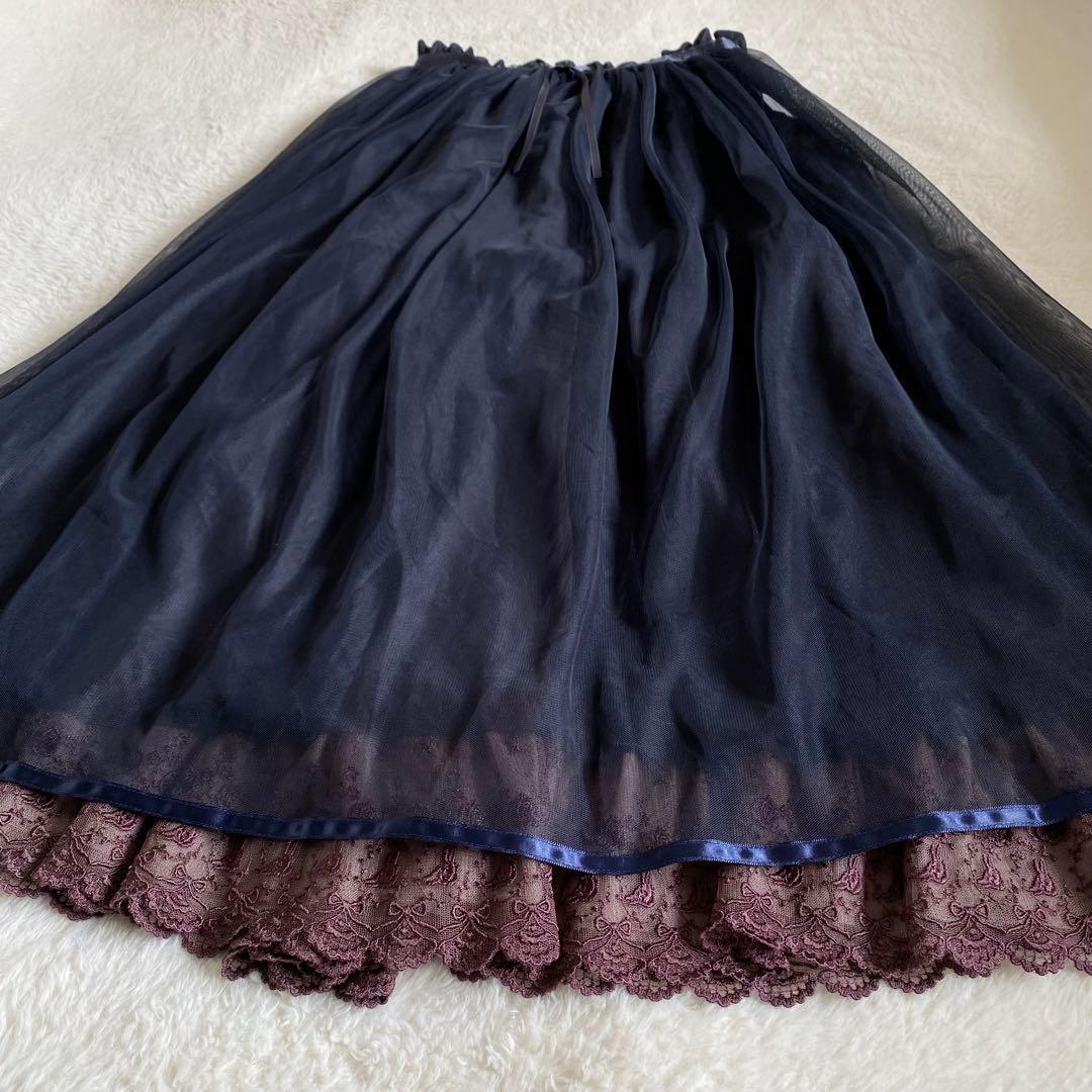 【美品】 フランシュリッペ　オーダーチュールスカート　レース　ペチコート　ロング