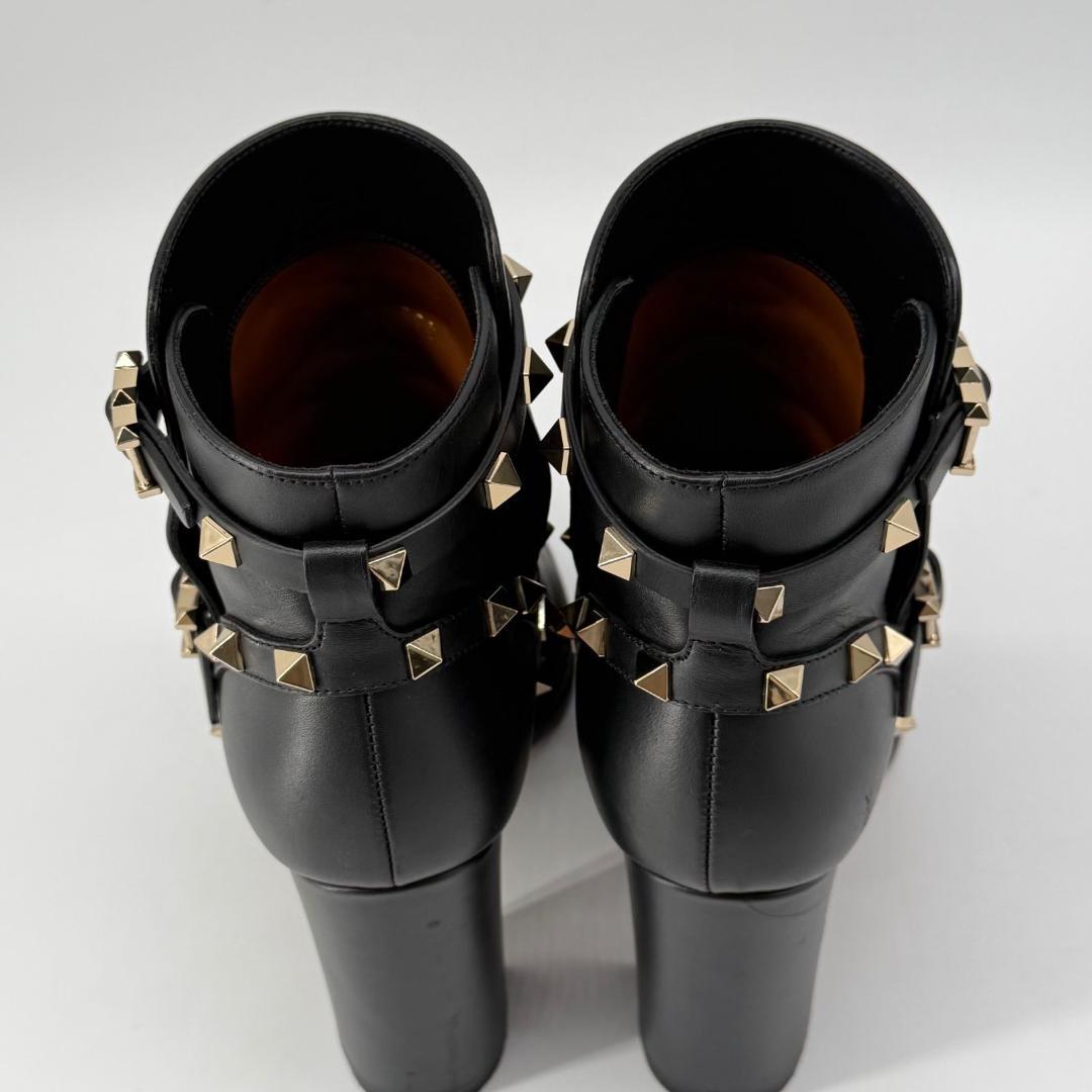18514✨VALENTINO スタッズ付き ベルト ショートブーツ ブラック