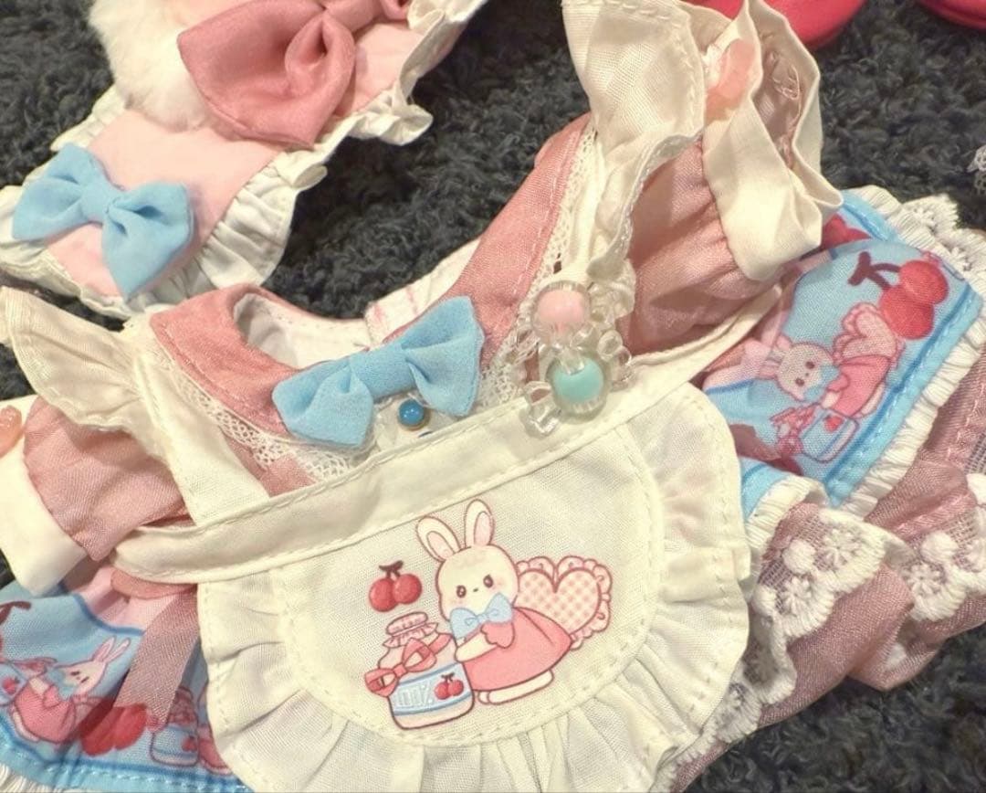 15から20cm完売レア限定うさぎメイド風着せ替えぬいぐるみ服セット♪