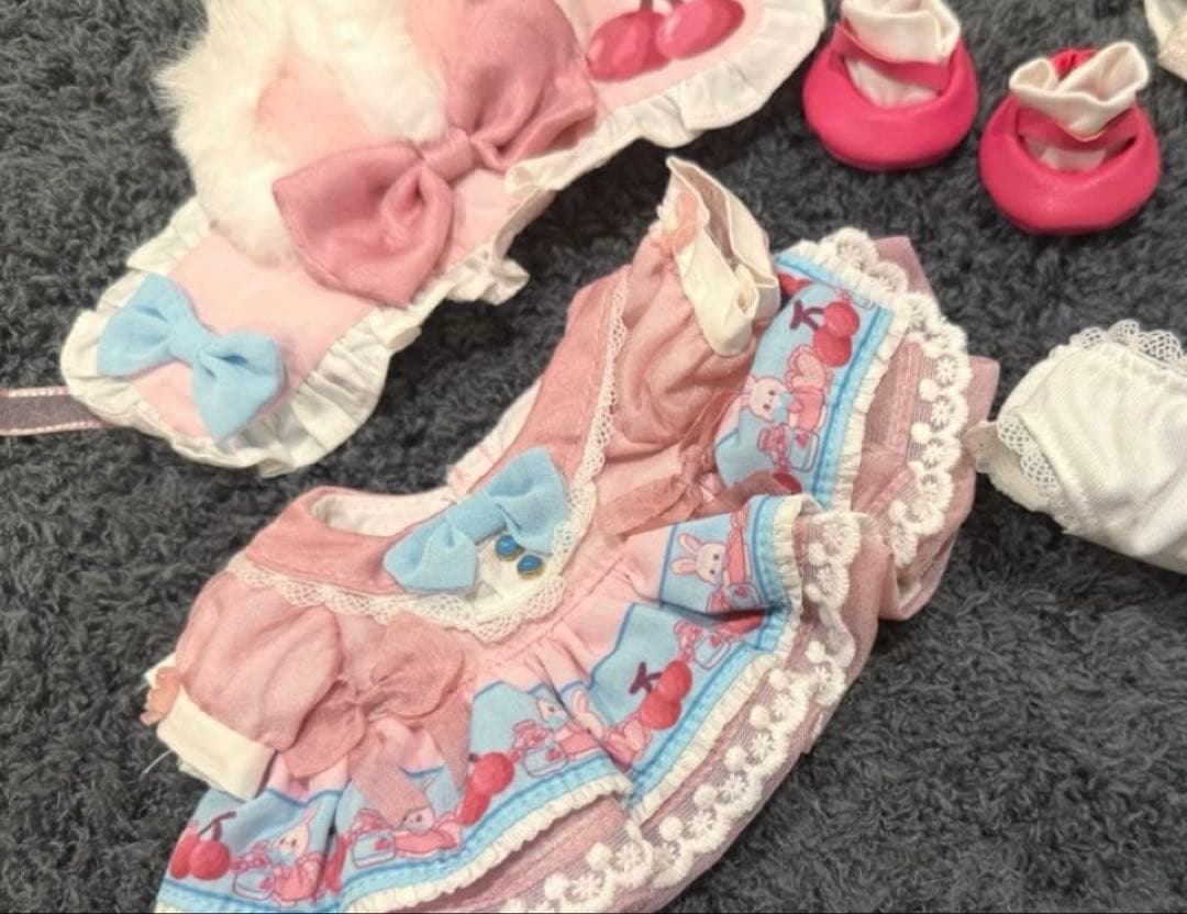 15から20cm完売レア限定うさぎメイド風着せ替えぬいぐるみ服セット♪