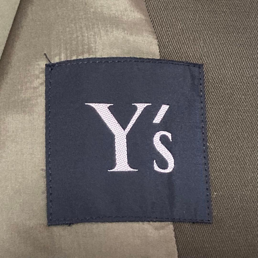 ☆希少☆美品☆Y's ワイズ　トレンチコート　ラムレザーラペル切替　カーキ