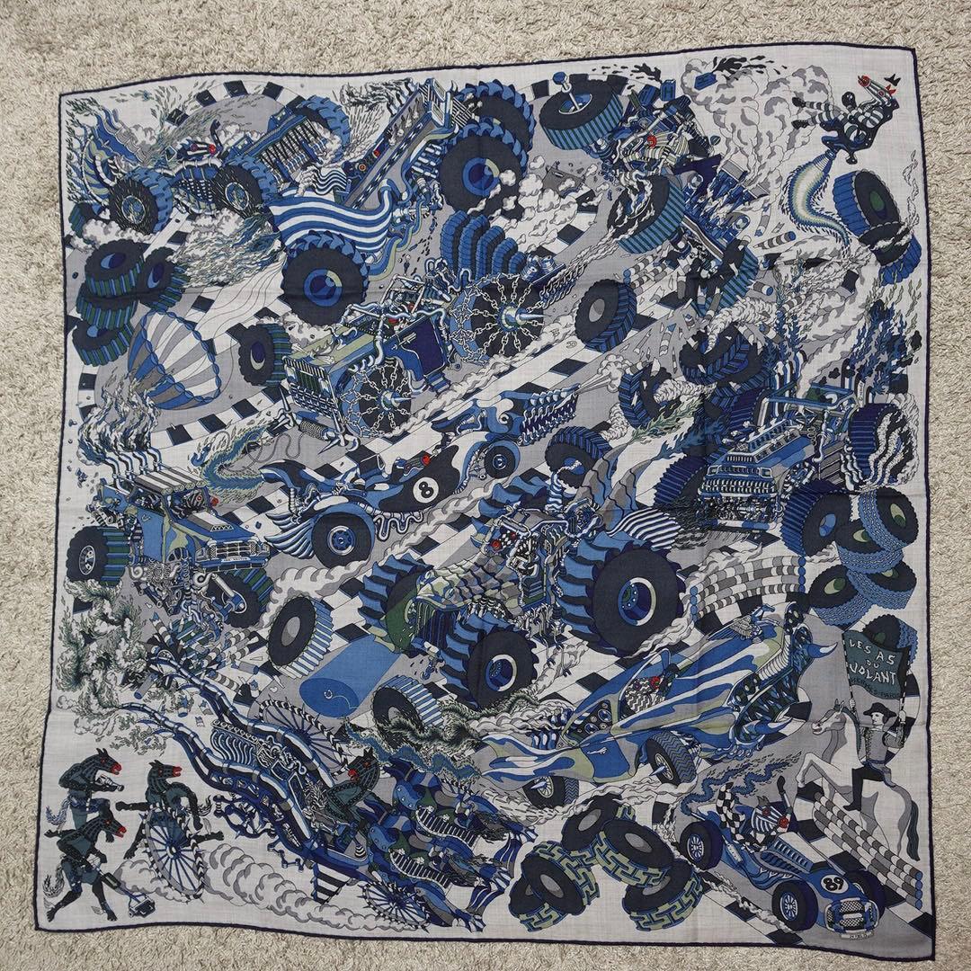 極美品 HERMES スカーフ Les As du Volant scarf