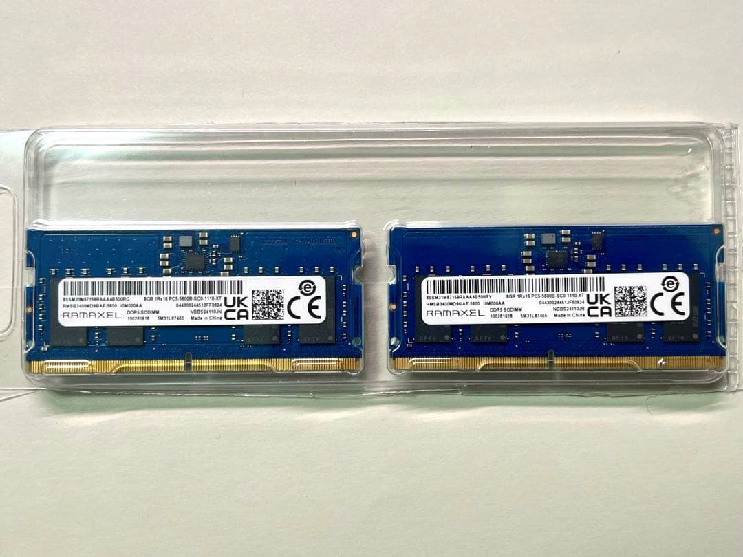 【2枚セット/合計16GB】8GB DDR5 SO-DIMM ノートPCメモリー