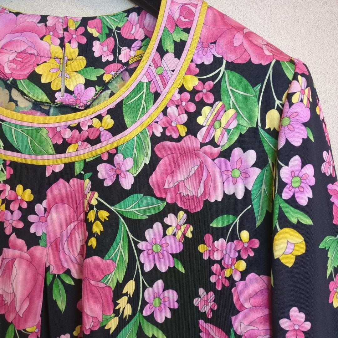 Leilian レリアン　花柄 カットソー　Tシャツ L