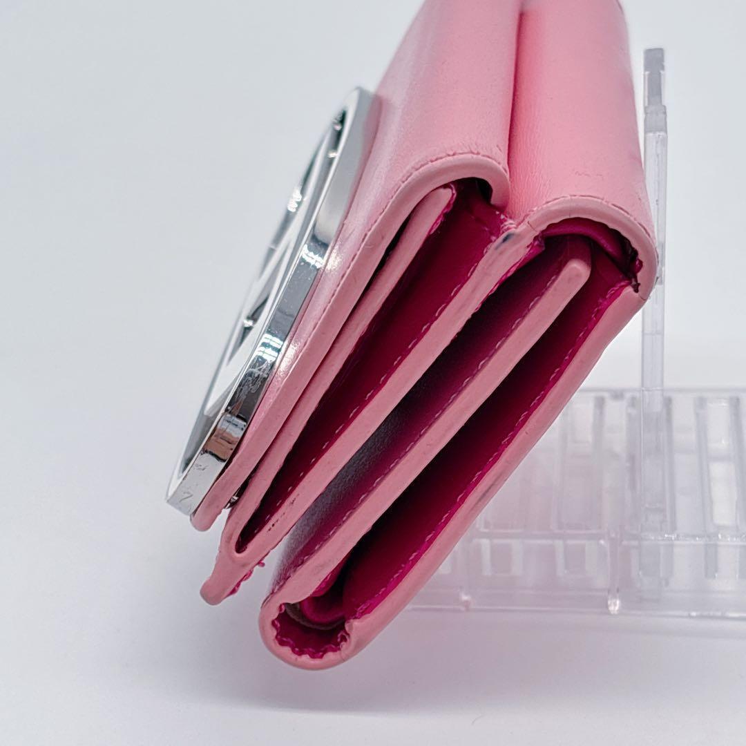 人気✨️DIESEL 3つ折り財布 コンパクトウォレット デカロゴ ピンク