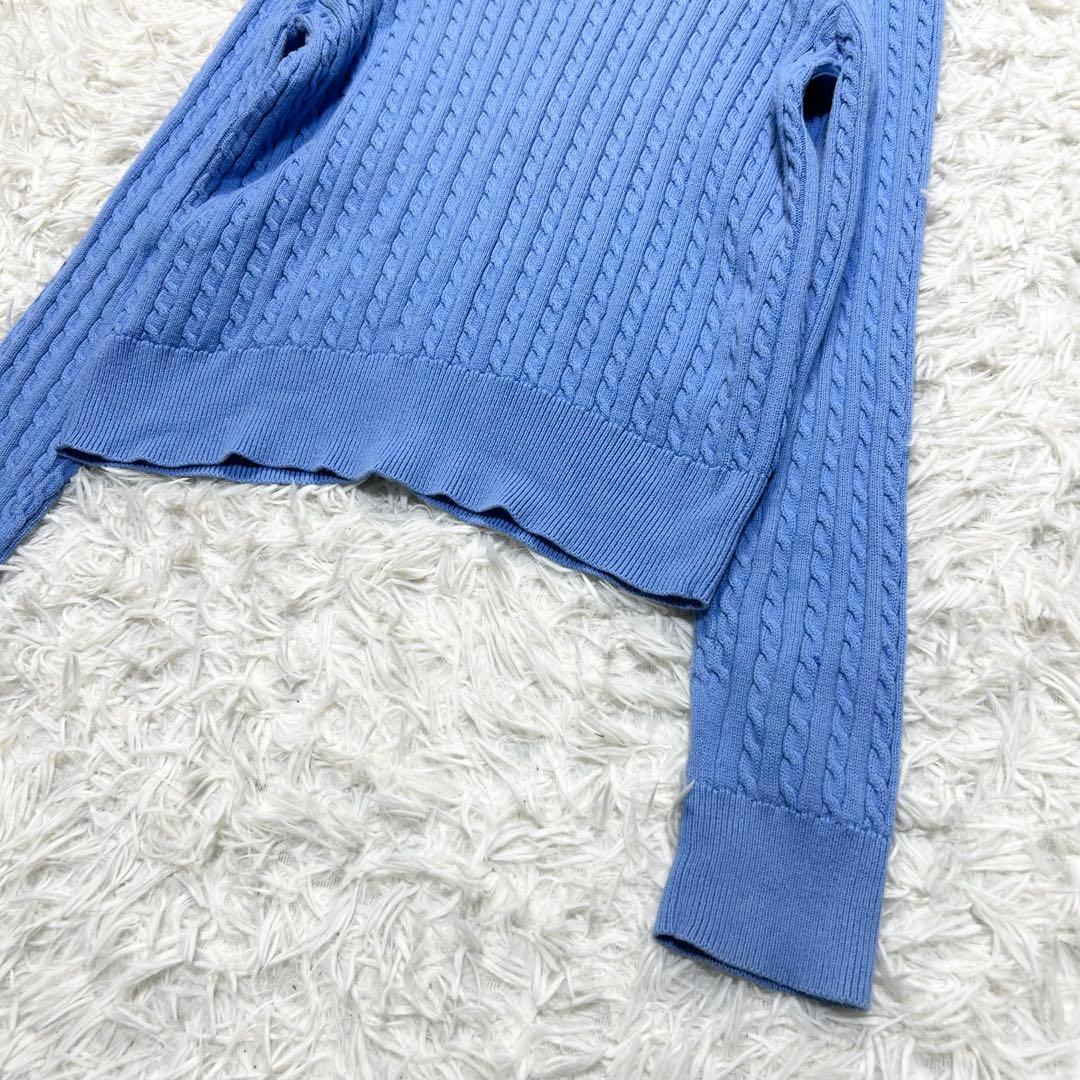 POLO RALPH LAUREN ケーブルニット カーディガン ポニー 水色