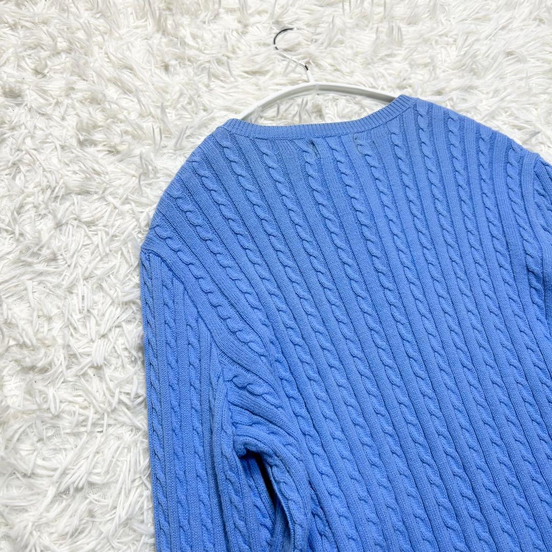 POLO RALPH LAUREN ケーブルニット カーディガン ポニー 水色