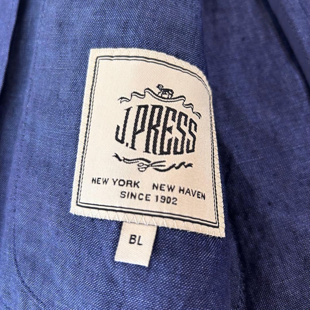 【J.PRESS 21SM リネン ジャケット XL 】ネイビー シェルボタン
