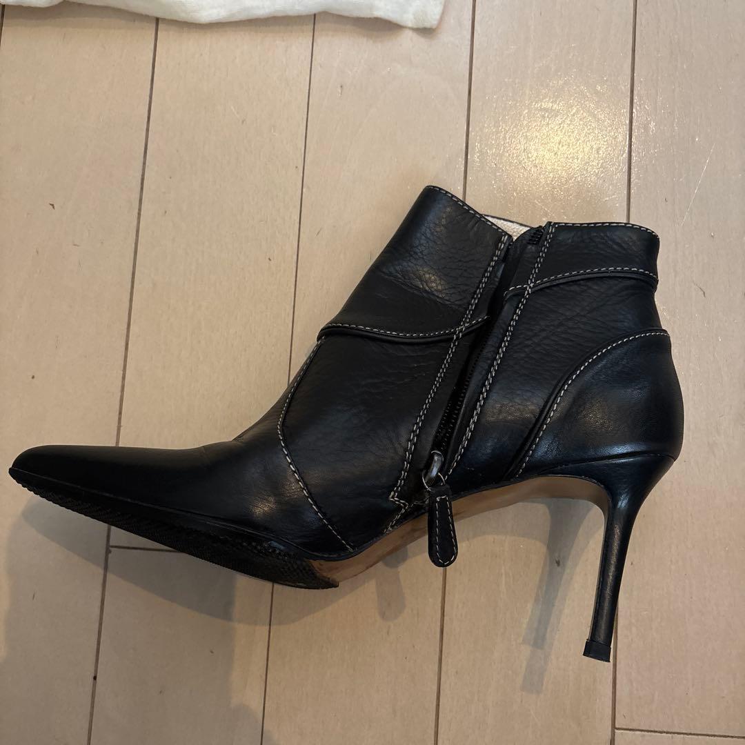 Christian Dior ブラックレザー ショートブーツ 37.5サイズ