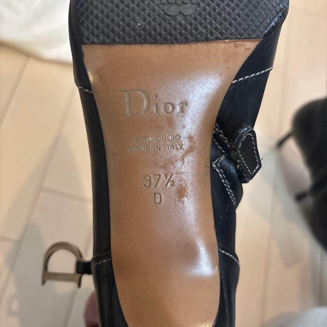 Christian Dior ブラックレザー ショートブーツ 37.5サイズ
