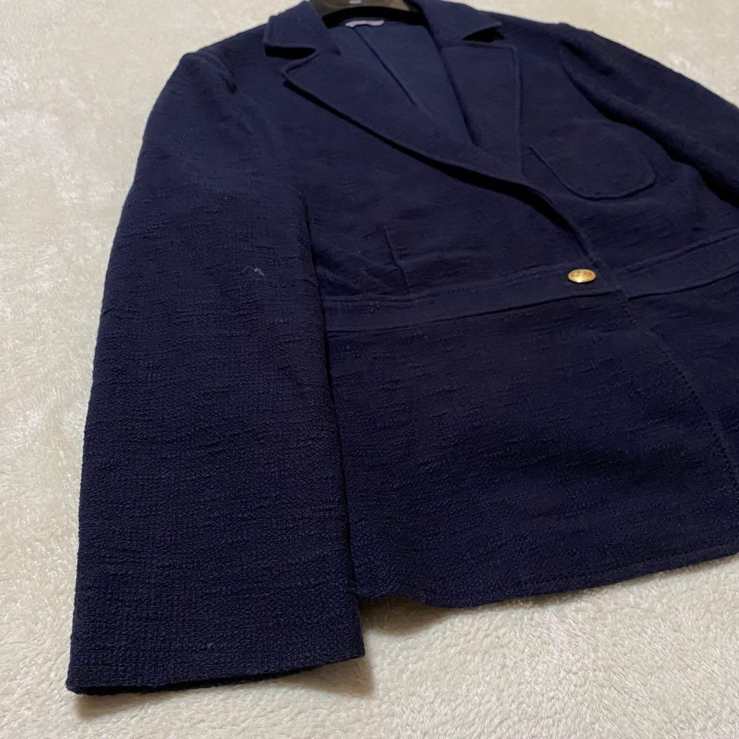 【美品◦5XL✨】ニューヨーカー サマーツイード 紺ブレ 金ボタン 1B