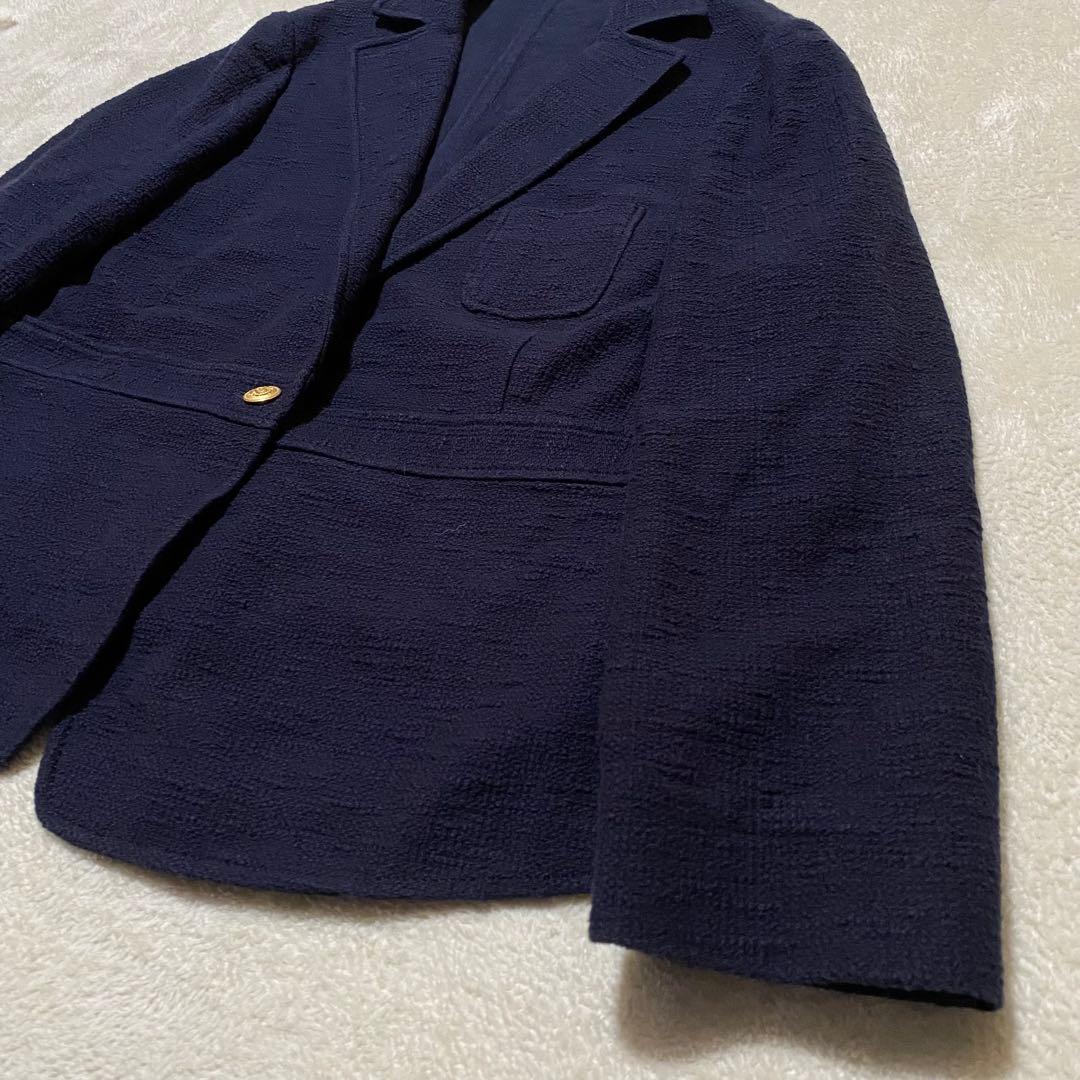【美品◦5XL✨】ニューヨーカー サマーツイード 紺ブレ 金ボタン 1B