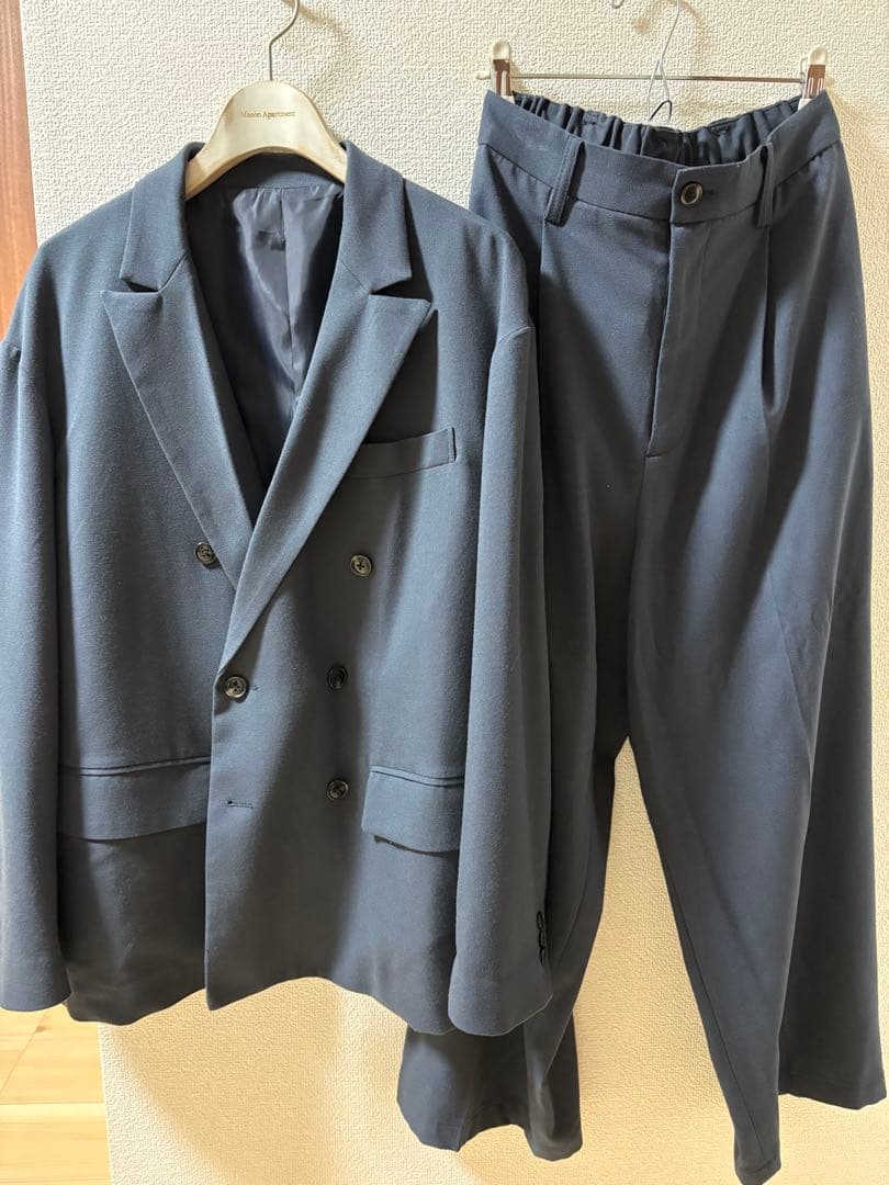 美品　T/Rツイル　ダブルワイドセットアップ　S