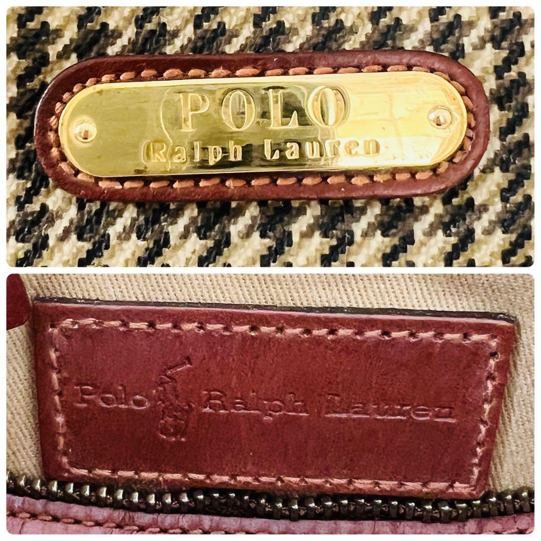POLO RALPH LAURENミニボストンバッグ　千鳥格子　ブラウン