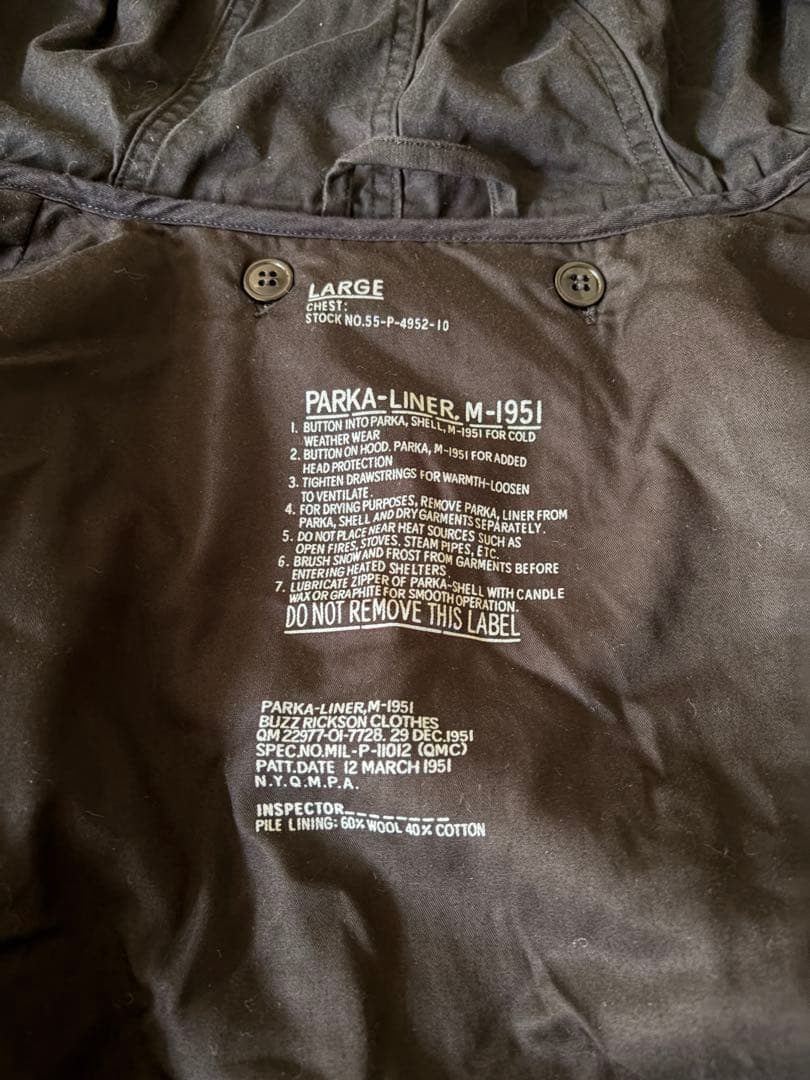 BUZZ RICKSON’S M-51 PARKA With LINER