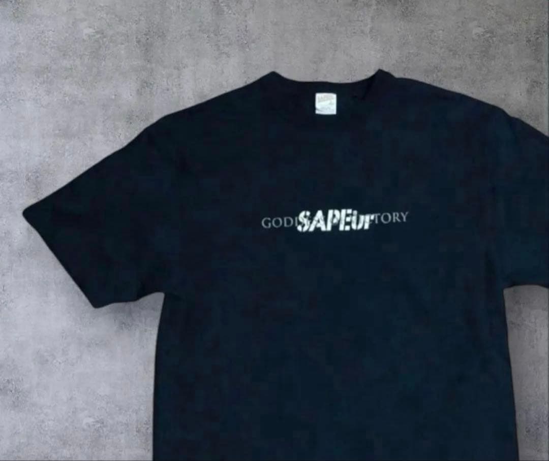 ★希少★SAPEur サプール ビクトリー Tシャツ 女神 ロゴ ブラック L