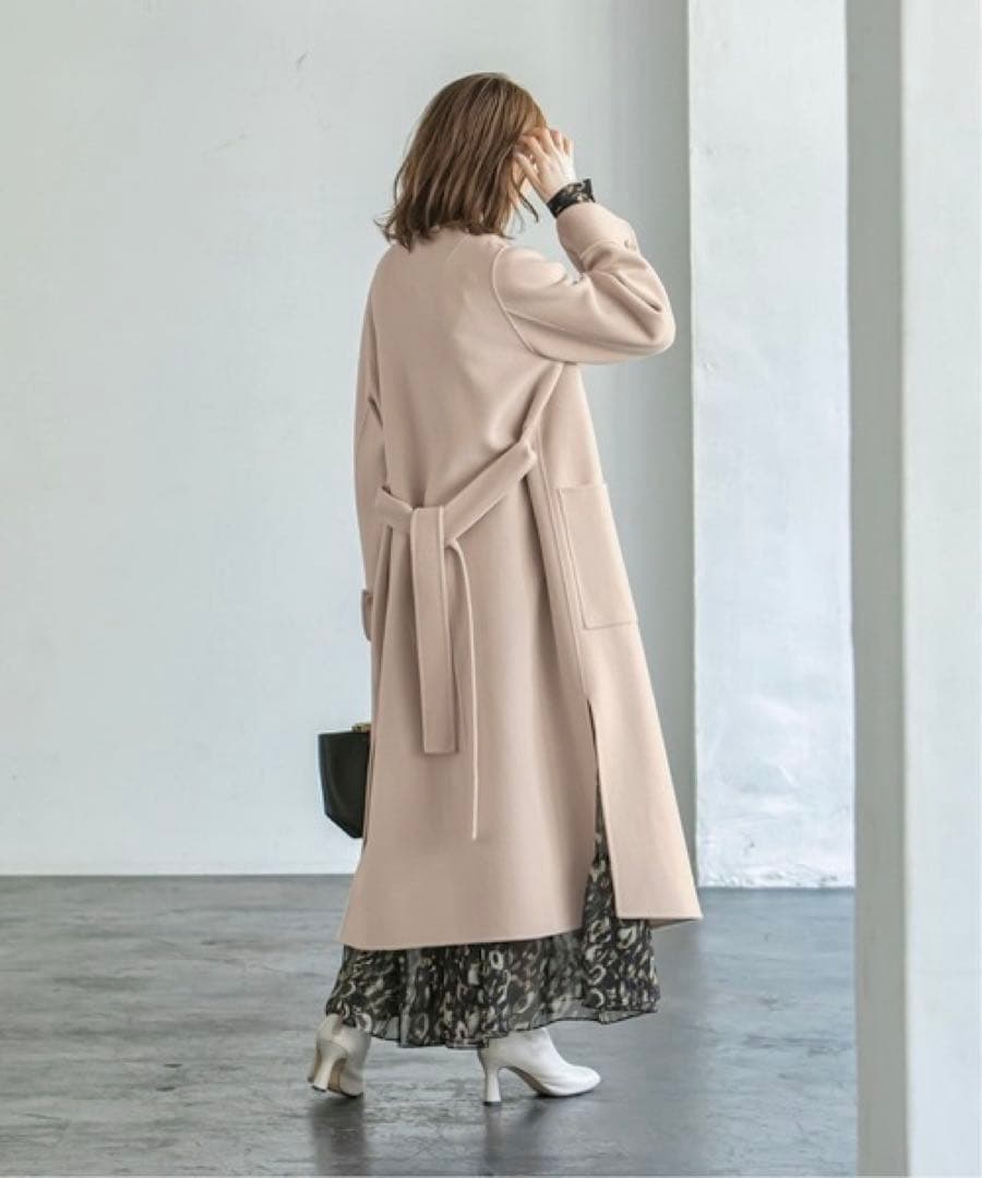 【NOBLE】リバーノーカラーコート 38 M ロングコート スリット