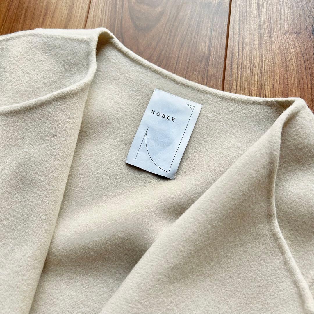 【NOBLE】リバーノーカラーコート 38 M ロングコート スリット