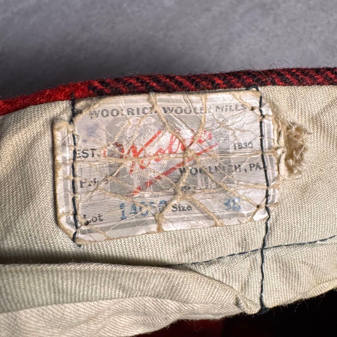 希少【50’s】Woolrich チェック柄　ウールパンツ　厚手　サイズ38