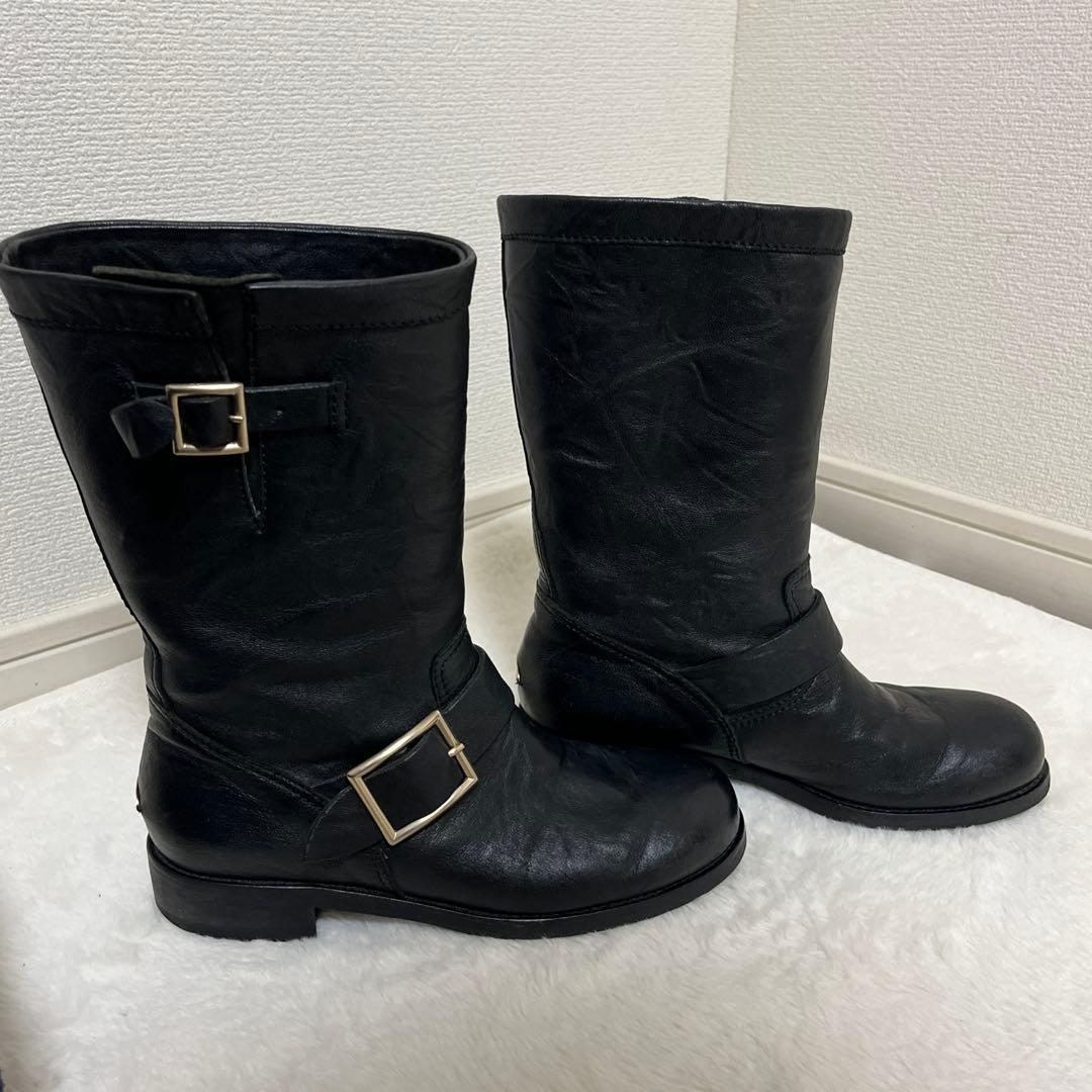 美品　ジミーチュウ　エンジニアブーツ　23.5 ブラック　レザー