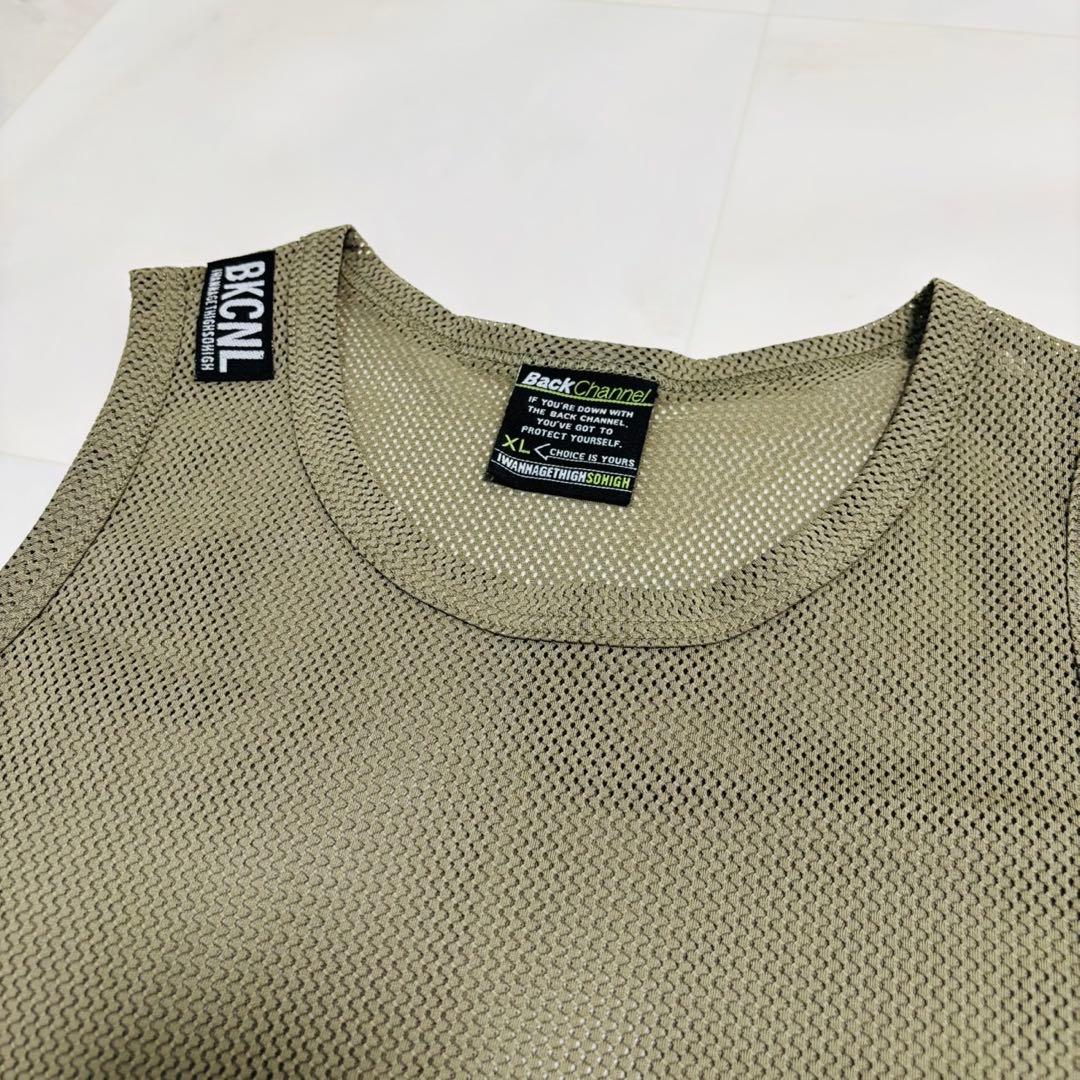 BACK CHANNEL メッシュタンクトップ 2着セット　カーキ・ホワイト