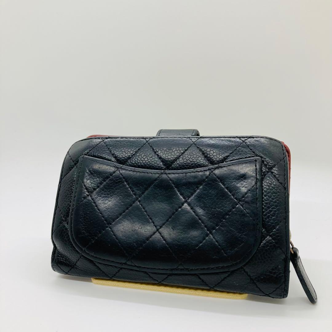CHANEL マトラッセ レザー 二つ折り財布 ブラック A925
