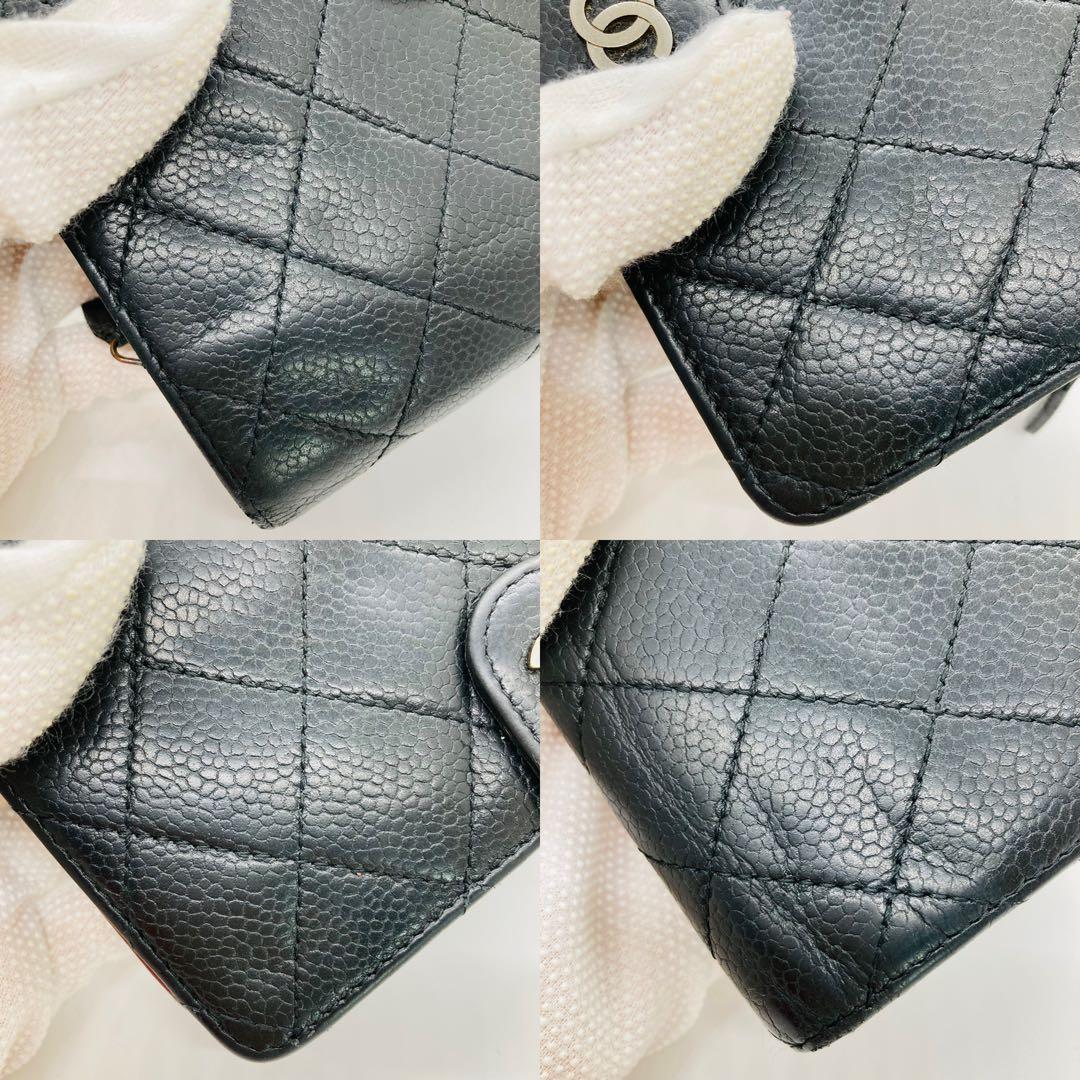 CHANEL マトラッセ レザー 二つ折り財布 ブラック A925