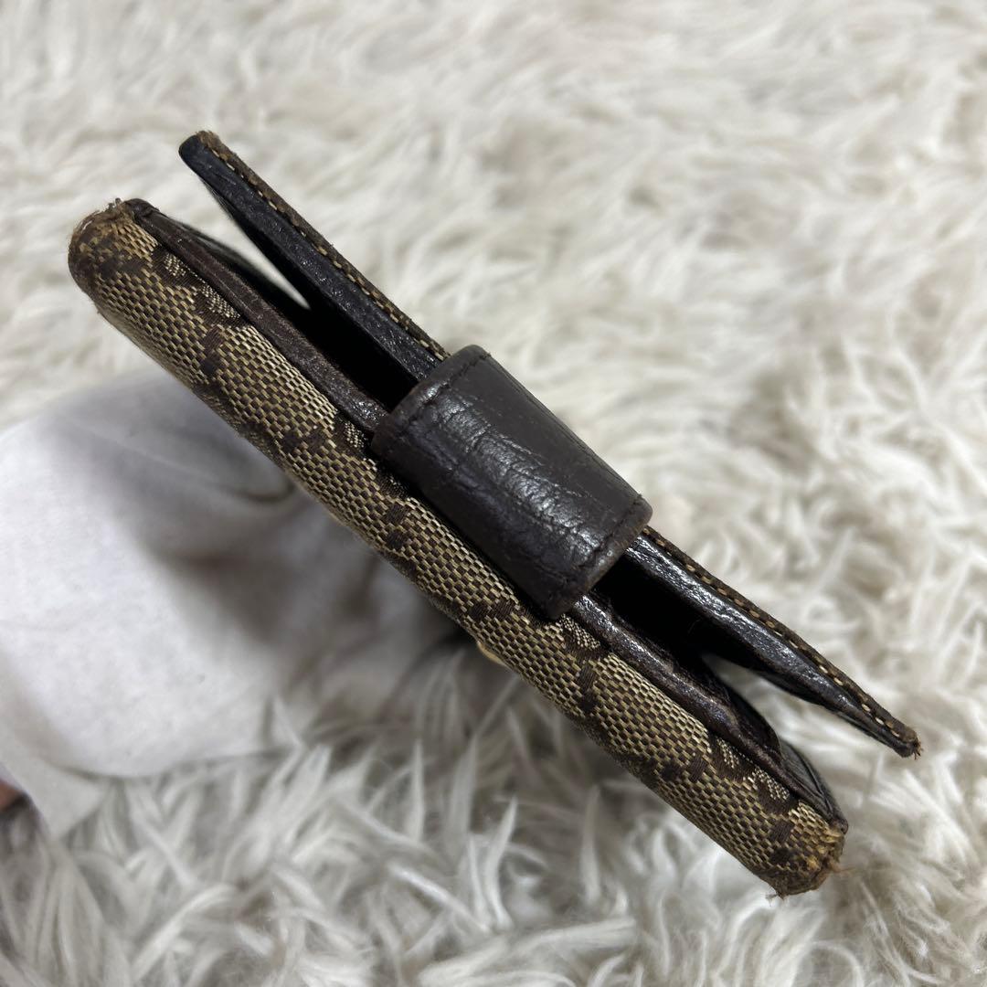 GUCCI シェリーライン　ホースビット　GGキャンバス　二つ折り財布　財布