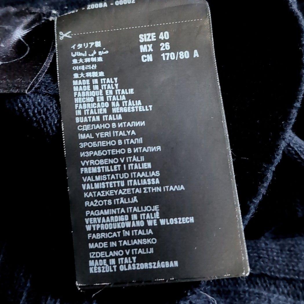 美品 プラダ カシミヤブレンド ウール リブニット カーディガン 40 ネイビー