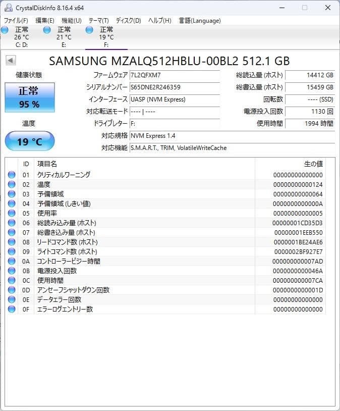 内蔵型SSD SAMSUNG 512GB NVMe M.2 2242 SSD