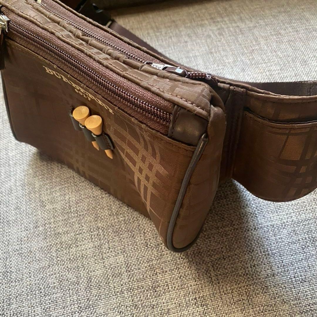 バーバリーBurberryゴルフウェストポーチ2ウェイ茶色ブラウン