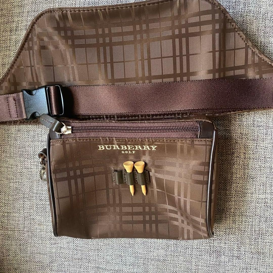 バーバリーBurberryゴルフウェストポーチ2ウェイ茶色ブラウン