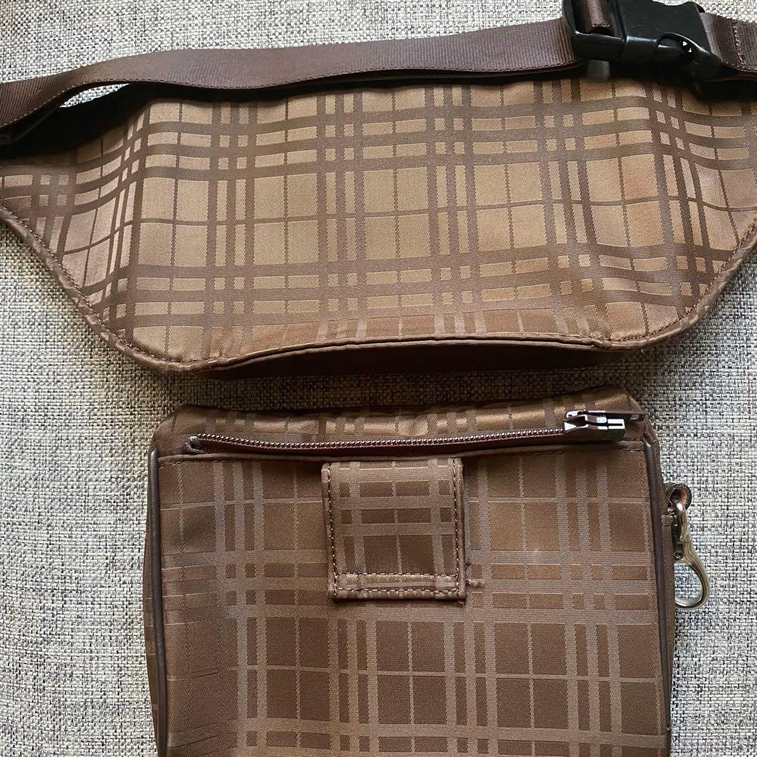 バーバリーBurberryゴルフウェストポーチ2ウェイ茶色ブラウン