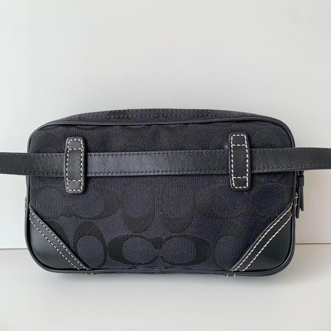 【COACH】コーチ　ウエストバッグ　ウエストポーチ　シグネチャー　ブラック　黒