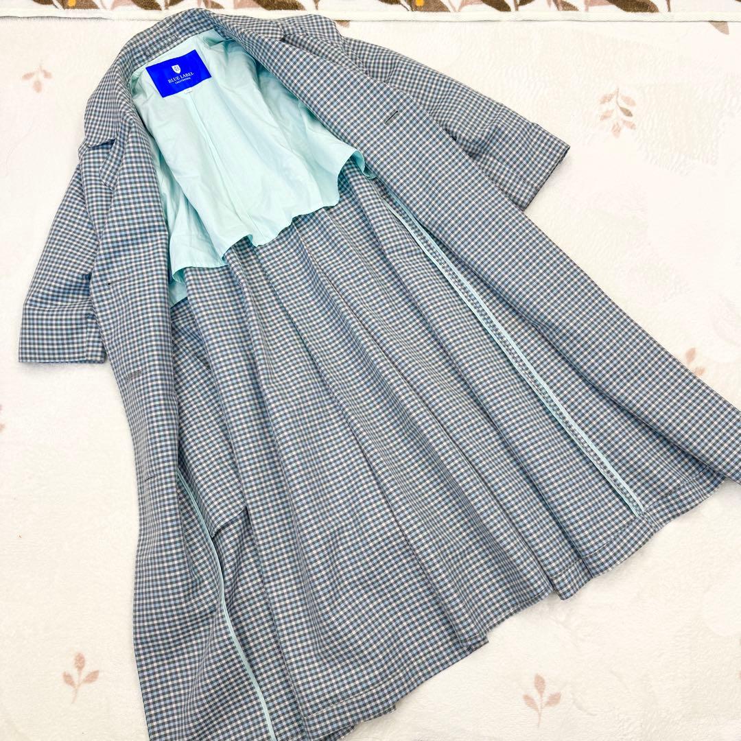 美品 ブルーレーベルクレストブリッジ トレンチコート チェック 38 ブルー 青
