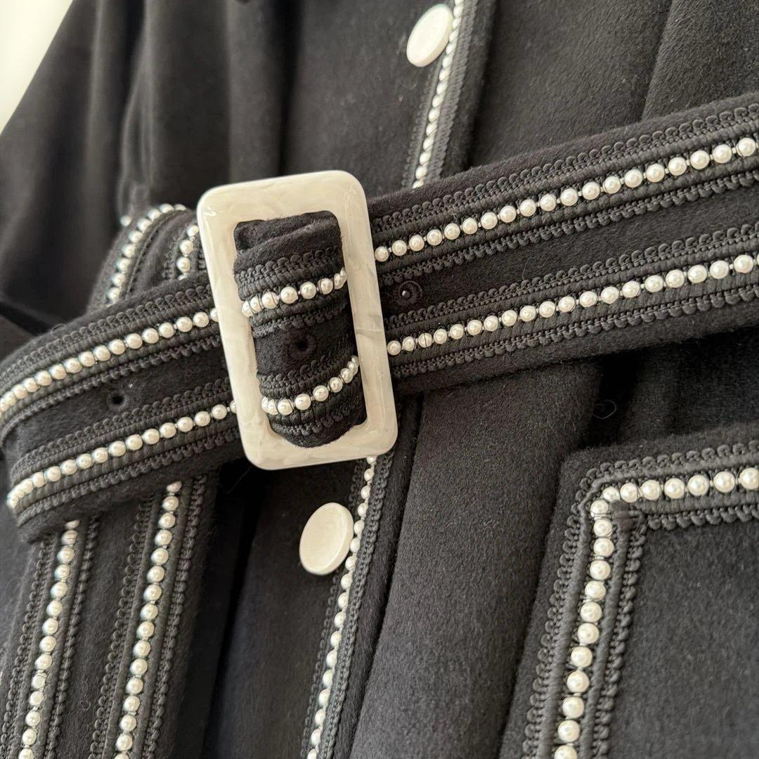 Tnewties 名入れ懐中時計 黒 ロングコート Aライン XS