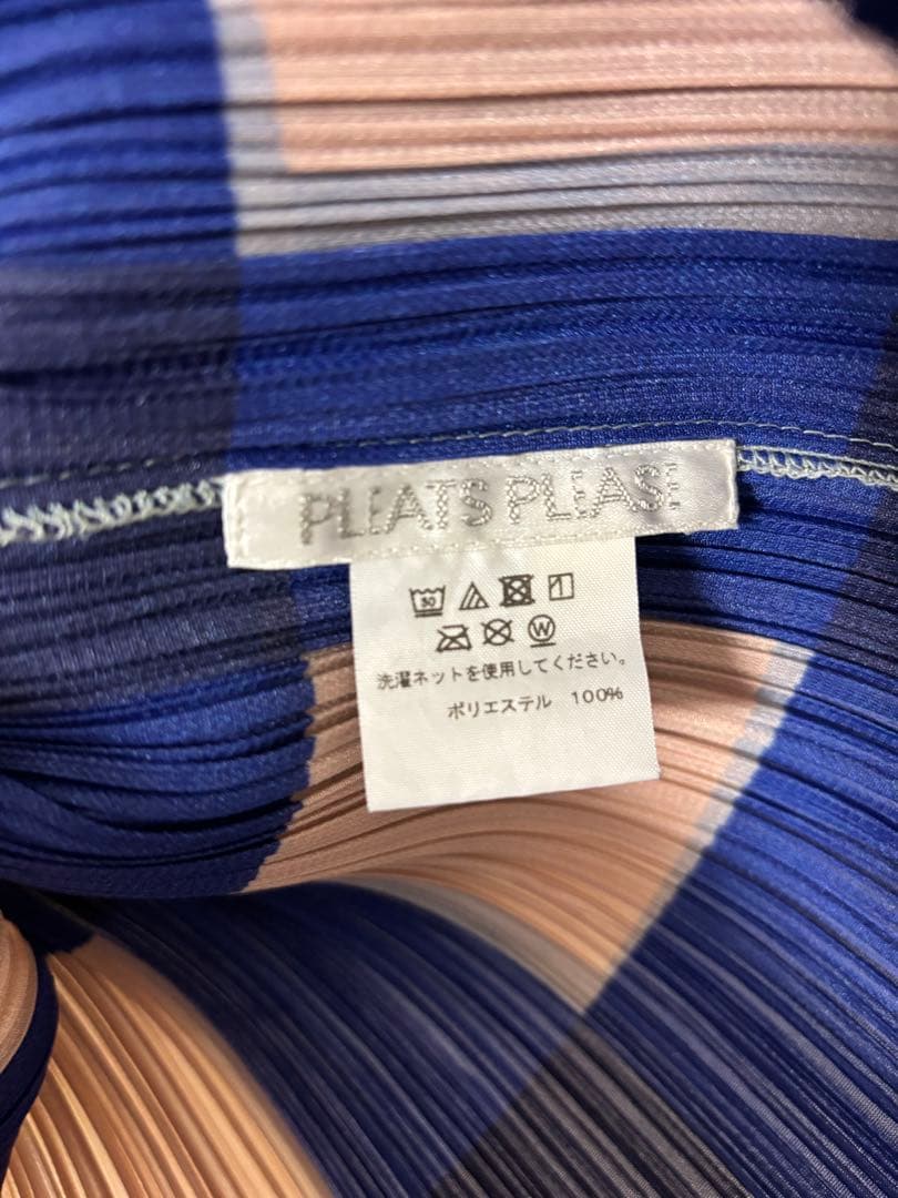 pleats please半袖トップス ピンク×ブルーチェック柄