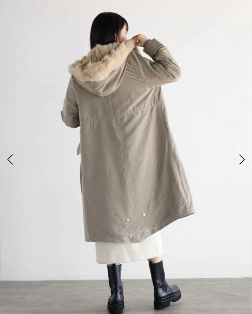 MODEC 新品☆YAMADAYA ファーフーデッドモッズアウター　グレージュ