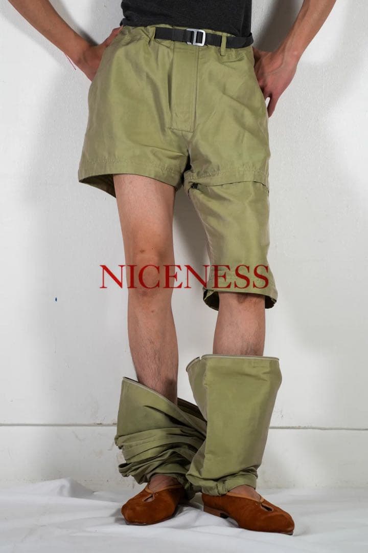 NICENESS HALSEY リネンポリ ベルテッドパンツ 丈調整可