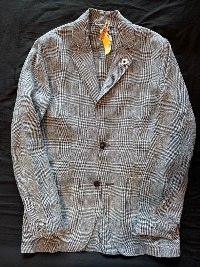 LARDINI AMAJ ミックスファブリック グレンチェック シャツジャケット