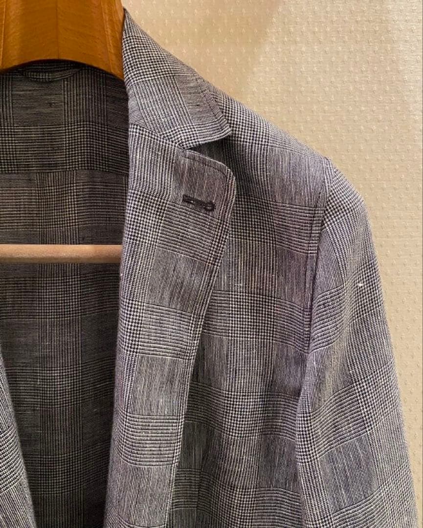LARDINI AMAJ ミックスファブリック グレンチェック シャツジャケット