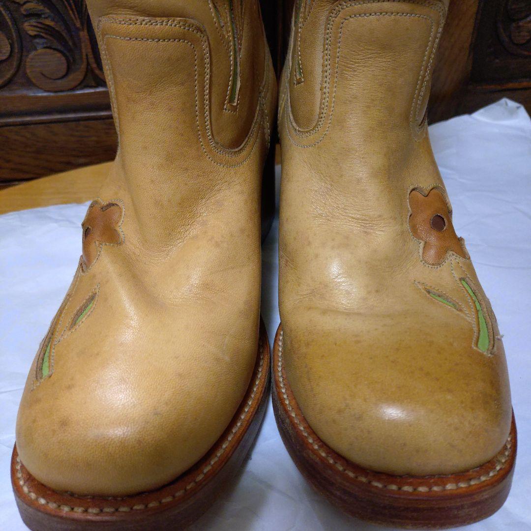 ウェスタンブーツ　SENDRA BP 花柄　ベージュ レザーブーツ