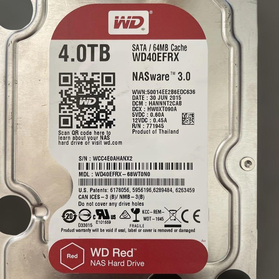 WD Red 4TB WD40EFRX NAS用ハードドライブ