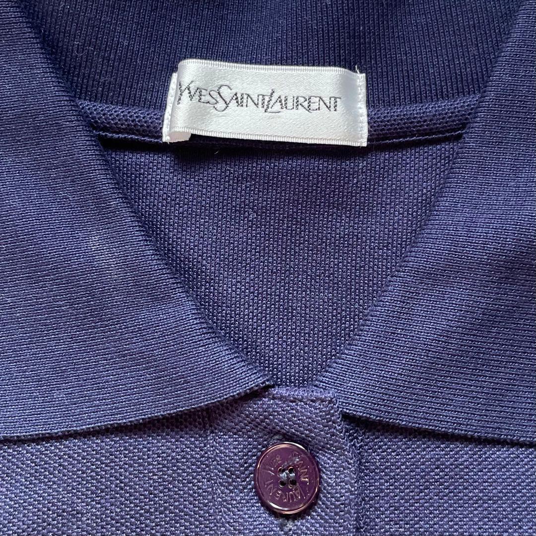 Yves Saint Laurent ネイビー 長袖ポロシャツ