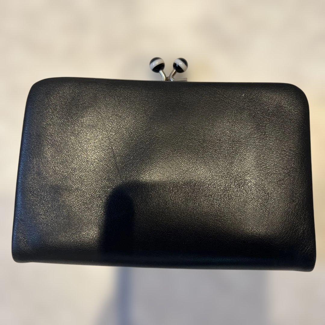 agnès b. ブラックレザー二つ折り財布