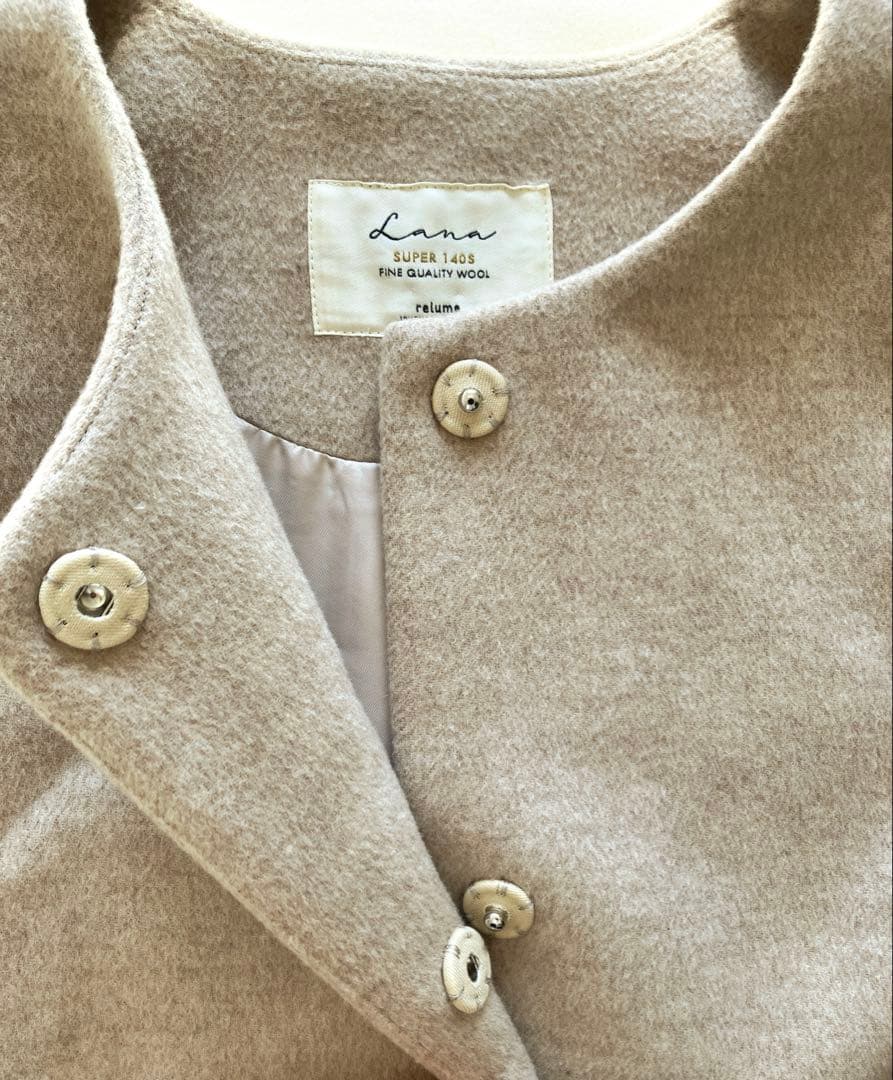 【美品】LANA WOOL 140クルーネックコート ベージュ❁˚
